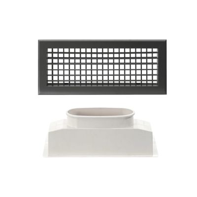 Grille double déflexion anthracite + plénum abs 400x150